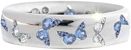 פאנק טבעות נירוסטה מתכוונן אגודל טבעות לנשים קריסטל פרפר טבעת צבעוני קריסטל פרפר