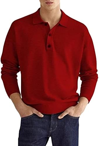 חולצת פולו שרוול ארוך של גברים חולצות דקיקות מזדמנים חולצות צבע טהור חולצות טירטס חולצות כותנה