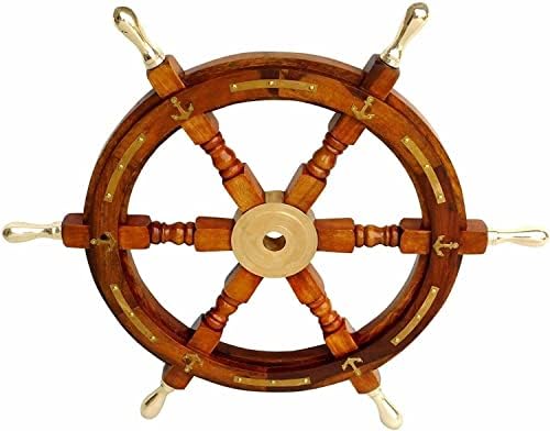 NDC MART VINTAGE 24 סירת גלגל עץ עתיק עתיק העתיקה מתנה לעוגן פליז ימי