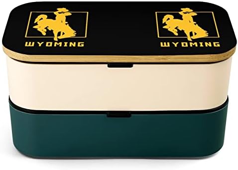 דגל Wyoming Bento Bento קופסת ארוחת צהריים דליפה בנטו קופסת מזון עם 2 תאים לפיקניק עבודה לא