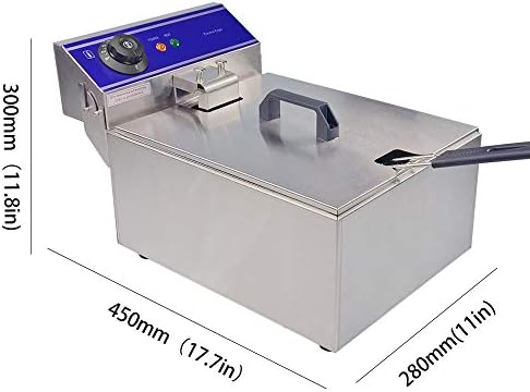 Taimiko Fryer Deep Fryer 2000w 10l פלדה אל חלד מטגנים שומן עמוק מטגנים עם סל, מסעדה מסחרית, מסעדת מזון