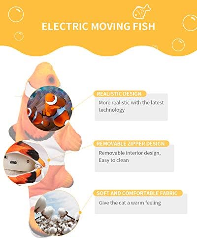 צעצועי חתול Peteast, צעצועים לחתול דגים מתנדנדים ריאליסטיים נעים חשמליים, צעצועים לחתולים אינטראקטיביים