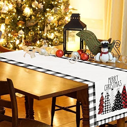 שולחן חג המולד רץ קישוט בופלו משובץ משובץ חווה עונתי עיצוב חג המולד חורף חג המולד חג מטבח אוכל חג המולד עצי