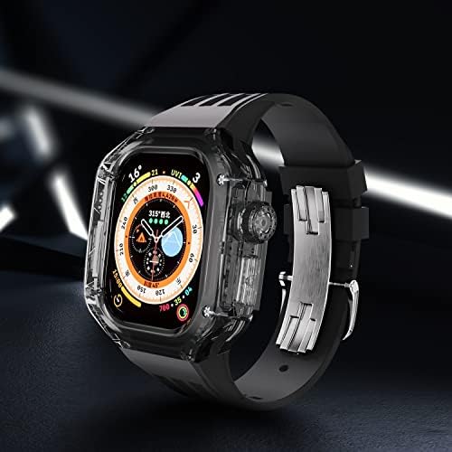 FKIMKF ערכת שינוי מקרים מקרים יוקרתיים עבור Apple Watch 8 גומי אולטרה סדרה Iwatch 8 49 ממ צמיד ספורט