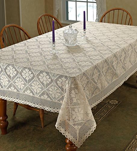 כוכבים סרוגים וינטג 'עיצוב תחרה שולחן שולחן 60 על 90 צבע מלבני/מלבן שנהב
