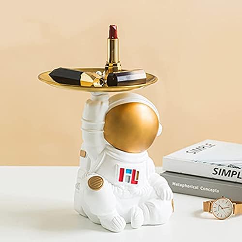 יאיונג תכשיטי צלחת טבעות מגש אסטרונאוט צלמית מחזיק אחסון מגש שרף אסטרונאוט פסלי פסל מפתח מחזיק ארגונית