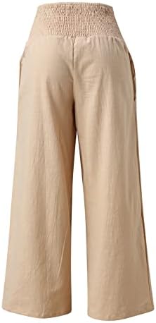 מכנסי נשים של Xiloccer לטיול מכנסיים מכנסיים ברגליים בצבע מותניים רחבים מכנסיים מזדמנים של נשים