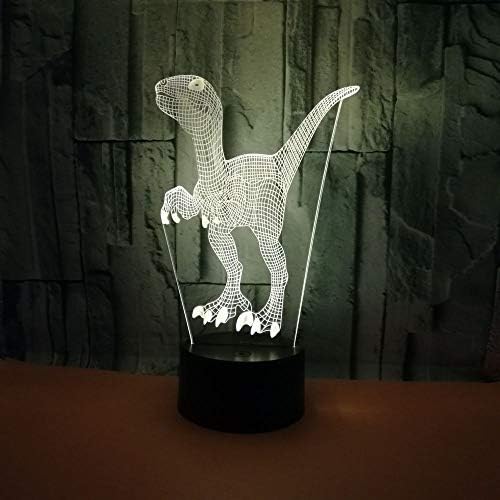 Yang1mn דינוזאור LED שיפוע צבעוני 3D סטריאו מנורה מגע בשלט רחוק