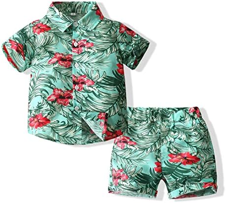 מכנסיים קצרים לתינוק פעוטות מכוונים תלבושת הוואי, קיד תינוקת משאירים חולצת שרוול קצרה פרחונית