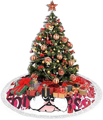 בולדוג צרפתי לבוש משקפי שמש חצאיות עץ קישוטי חג המולד, חצאית עץ עונתית עונתית לחג מסיבות חג המולד, כל