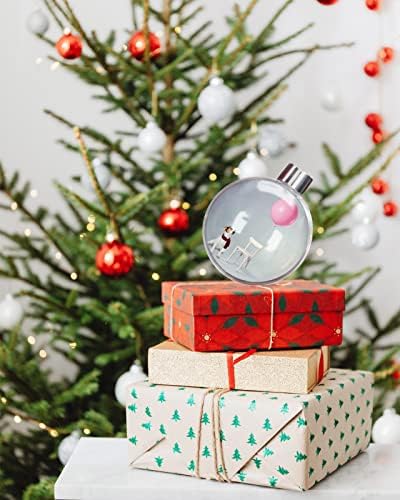 קישוטי כדור חג המולד, גור חמוד עם צעיף אדום כדורי חג מולד 90 ממ מפלסטיק ברור הניתן למילוי, בלון כיסא לבן קישוט