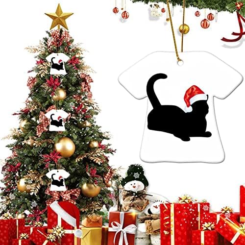 חתול 3 אינץ 'עם קישוטי כובע סנטה חתלת חג מולד חתול סנטה חתול חיות מחמד קישוטי חולצה קישוטים לילדים בנים בנים