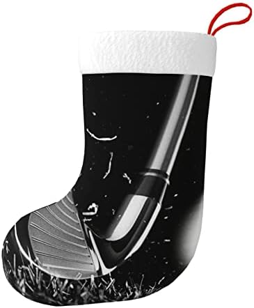 Yilequan 18 אינץ 'גרבי חג המולד גרביים קלאסיים, גולף שחור לבן, לקישוטים למסיבות חג המולד של חג המשפחה