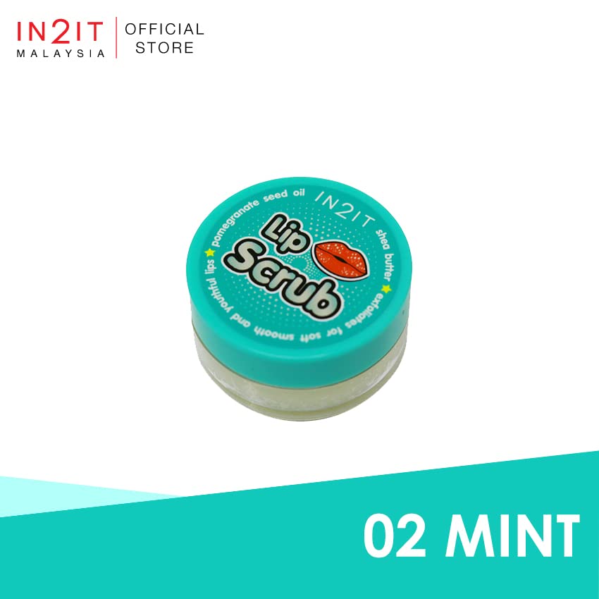 IN2IT שפתיים לשפשף LIS02 MINT 12G - קרצוף סוכר שפתיים כדי להסיר תאים מתים מהשפתיים שלך, להביא שכבה טרייה של שפתיים