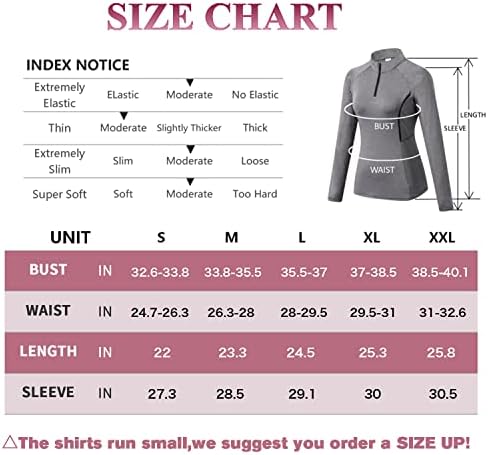 WOWENY נשים שרוול ארוך ריצה חולצה UPF50+ סוודר רוכסן רבע