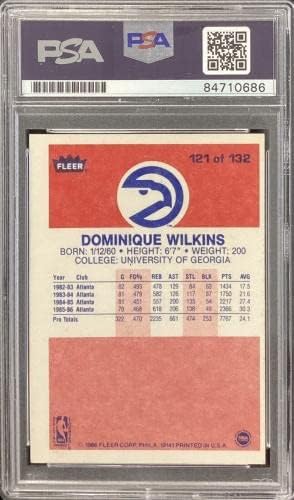 דומיניק וילקינס חתם 1986 פלר 121 כרטיס טירון HOF 06 כתיבת אוטומטית PSA/DNA - כרטיסי טירון של כדורסל כדורסל
