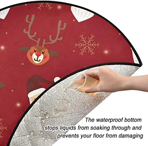 חצאית עץ חג המולד של Mnsruu מחצלת עץ אטום למים להגנה על רצפה, קישוטי סנטה קלאוס ואיילים, 28.3 אינץ '