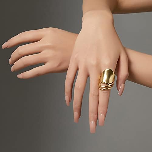 אפריל טבעות זהב לנשים, אופנה הצהרת טבעת מצופה זהב 18 קראט להקת טבעת שמנמנה מסכת פרחים עיצוב תכשיטי תלבושות קוקטייל