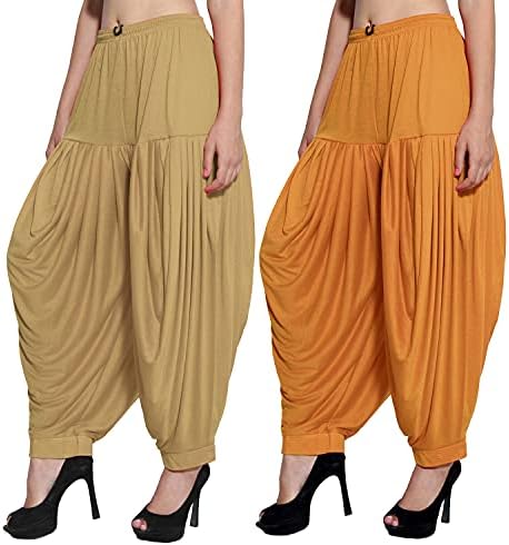 Sharvgun Punjabi's Patiyala Salwar Brown Pack של 2 מכנסי יוגה בגודל גדול מכנסי מכנסי ספורט ריקודים