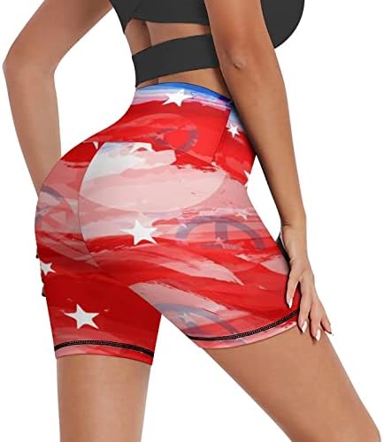 מכנסי יוגה של דגל אמריקה יוגה מקצרים אימון מותניים גבוהים מכנסיים קצרים