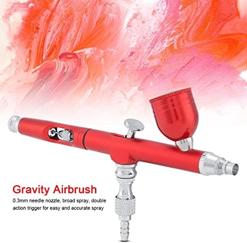 Qiilu Gravity Brush Brush Action כפול מברשת אוויר מתכת פעולה כפולה הכובד הזנת אקדח מברשת אוויר 0.3 ממ ריסוס