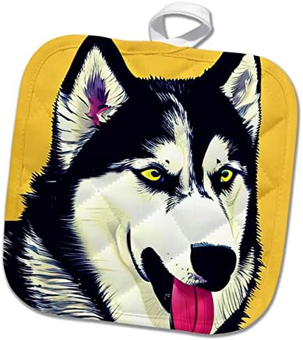 3 דרוז דיוקן כלב סיבירי מדהים של האסקי על מתנה לאמנות דיגיטלית צהובה. - פוטולדרים