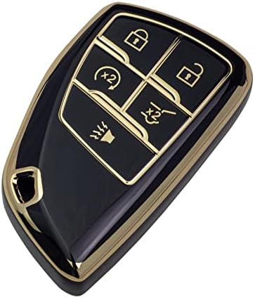 SK בהתאמה אישית TPU שחור קצה זהב מפתח חכם מפתח פוב כיסוי מגן תואם ל- Buick Envision 2021 2022