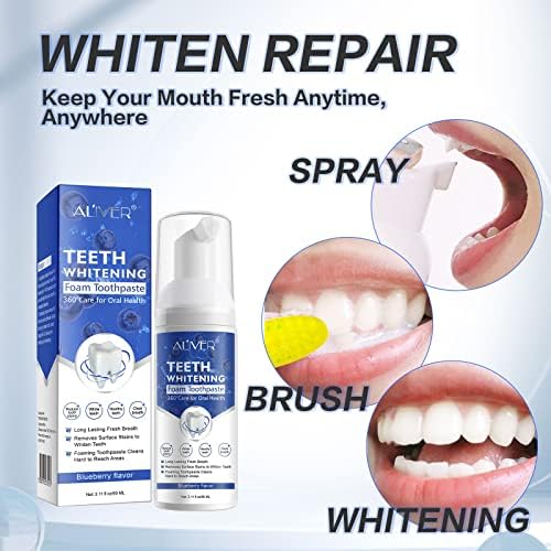 משחת שיניים הלבנת שיניים 2 יחידות, 2 ב 1 משחת שיניים הלבנה מוס, הסרת כתמים אינטנסיביים קצף משחת שיניים,