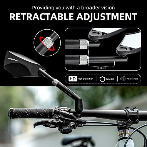 Rockbros 2023 מראה אופני כידון חדש מתכווננת מבט אחורי מבט אחורי מראה עדשה אנטי-בוהק עדשת זכוכית עמידה