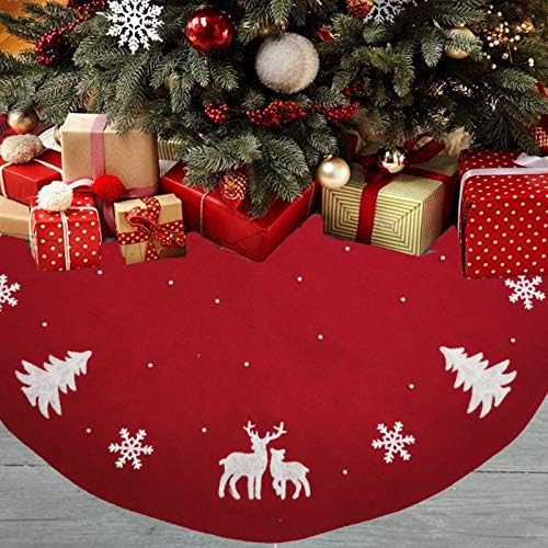 חצאית עץ חג המולד אדומה של OMGPFR, דפוס מגע רך לבן קלאסי שטיח עגול סריגה בד שטיח שטיח שטיח רגיל