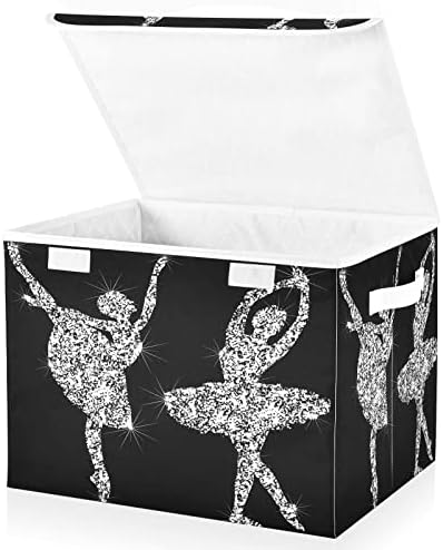 Krafig Black Ballerinas Ballerinas קופסת אחסון מתקפלת מארגן קובייה גדולה פחים סלי מיכלים עם