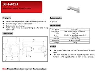WMP DS-1602ZJ מקורה/חיצוני קיר הרכבה לרוב PTZ DS-2DE5184-AE, DS-2DF6A825X-AEL, DS-2DE5425IW-AE,
