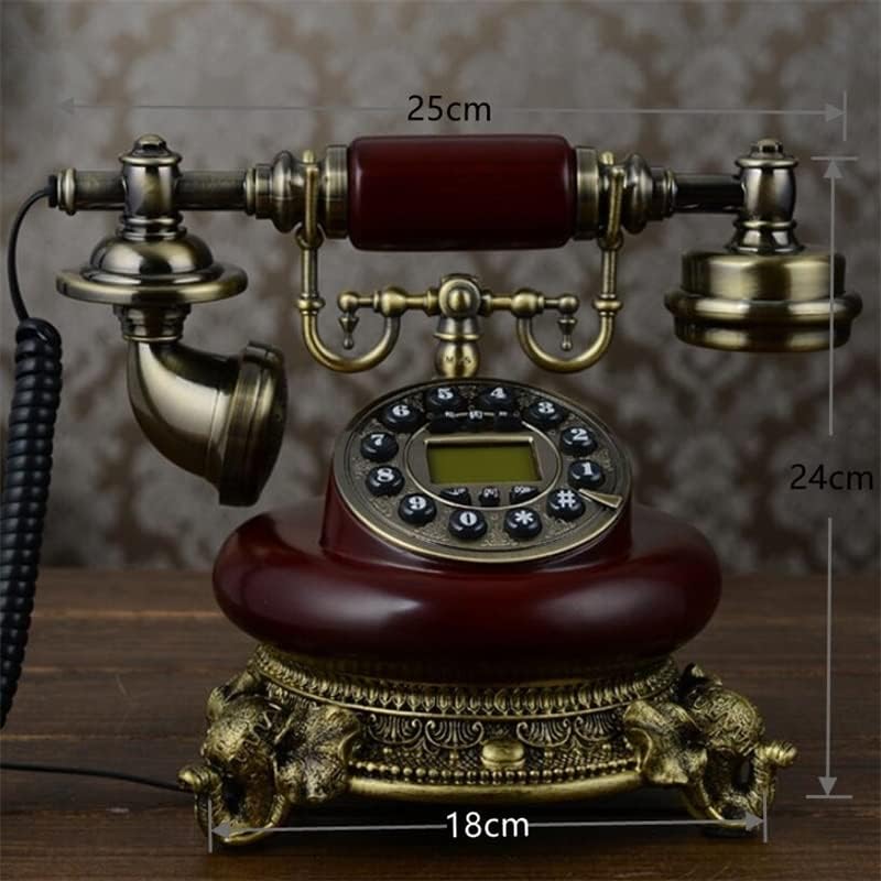 Zjhyxyh עתיק טלפון קבוע מתקשר בית זיהוי קו טלפון קווי טלפון וחיקוי מתכת לחיוג כפתור ללא ידיים