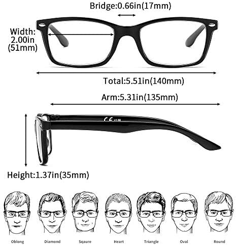 3 מארז משקפי קריאה קלים עם ציר קפיצי, משקפיים נגד קרניים אולטרה סגולות לגברים נשים, משקפי קריאה למחשב,