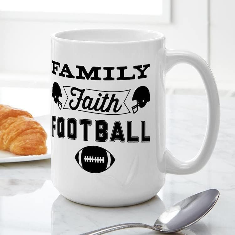 קפה משפחה אמונה כדורגל קרמיקה ספל קפה, כוס תה 15 עוז