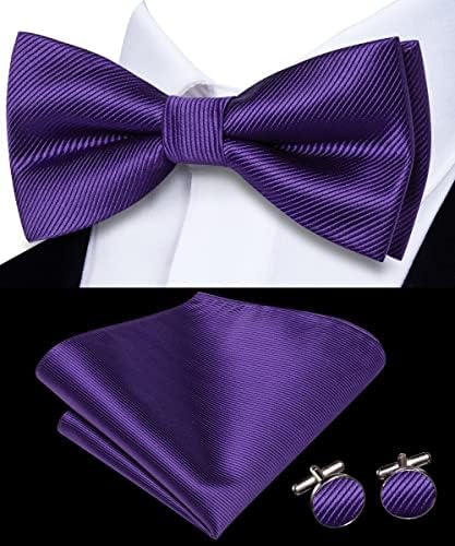 דובולה סט עניבת פרפר בצבע אחיד לגברים ארוג עניבות פרפר לגברים מתנה עסקית לחתונה