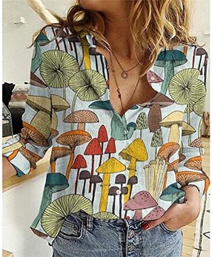 חולצת טריקו של שרוולים קצרים בתוספת גודל חולצות פרחוניות של אמא מזדמנת כפתור למעלה צווארון טוניקה טוניקה טוניקה