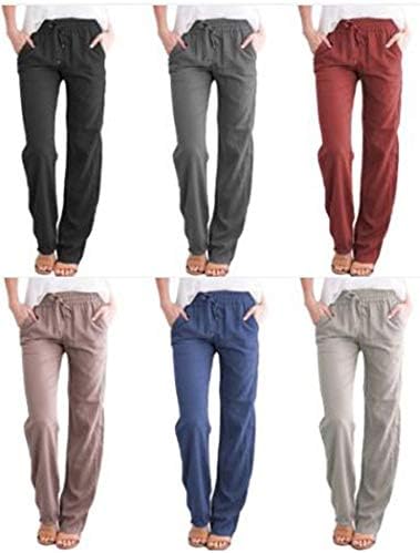 מכנסי טרנינג יוגה לנשים מכנסי טרנינג רגל רחבים מכנסי טרקלין רגל רחבים מכנסיים רצועות משוררות עם מכנסיים בכיסים