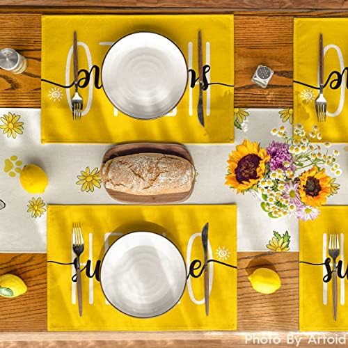 מצב ארטואיד צהוב שלום סאנשיין מפיות קיץ לשולחן אוכל, 12 על 18 אינץ 'תפאורה עונתית לחג וינטג'