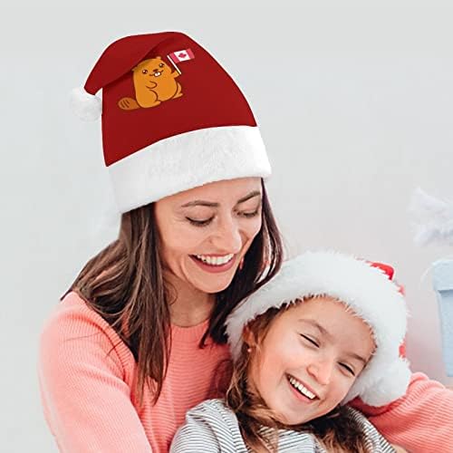 חמוד בונה קנדה דגל חג המולד כובע רך קטיפה סנטה כובע מצחיק כפה עבור חג המולד לשנה חדשה חגיגי מפלגה