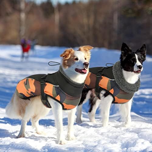 מעיל כלב אידומיק מעיל חורף כלב חם, ז'קט כלבים אטום למים לכלבים גדולים, מעיל מזג אוויר קר של כלב מעיל צמר