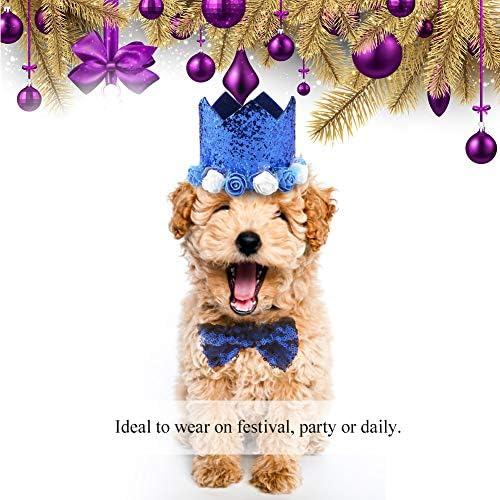 כובע כלבי יינינג, אופנתי למסיבת יום הולדת לחג המולד כלבים חיות מחמד חתולים פרח מבריק כובע כתר כובע פרפר.