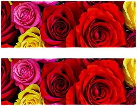 Guerotkr 2 יח ', מגבת יוגה, מגבות כושר, מגבת מחצלת יוגה, מגבות אימון לזיעה, דפוס פרחוני פרחי ורד צבעוני