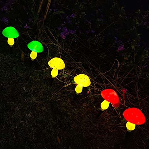 אורות פטריות סולאריים של Ausaye, חומר עיצוב חיצוני בגינה, 8 מצבים אטום פטריות אטום אור לגינה
