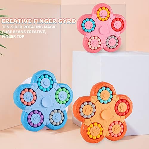 Meiiest Magic Magic Bean Cube Spinner Spinner צעצוע, 10 צדדים 2 ב 1 צעצועים חינוכיים של חרוז