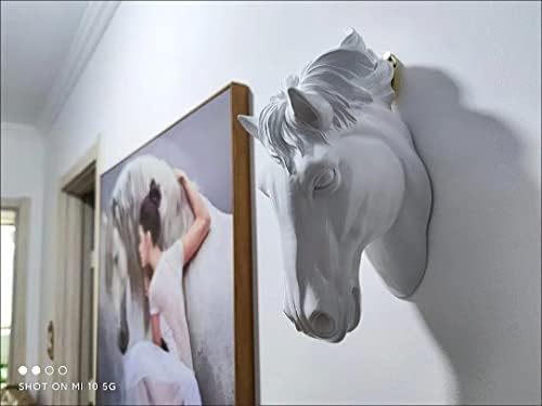 RTGGSEL רטרו דמוי פו קיר סוס הר מדומה שרף מיסוי ראש בעלי חיים קישוט ראש סוס מזויף פסל קיר עיצוב