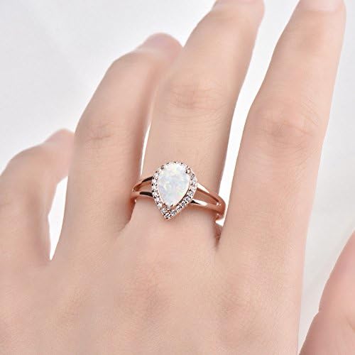 תכשיטי החתונה של נשים רוז זהב לבן אש אופל אגס לחתוך טבעת טבעת מתנה