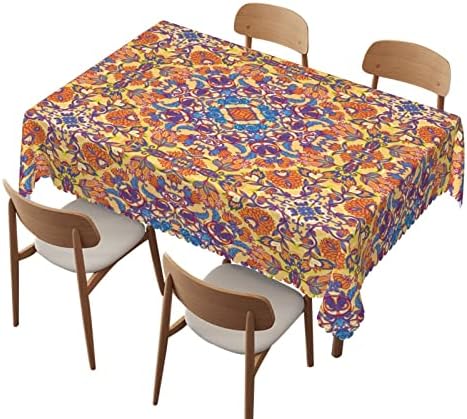 מפת שולחן דפוס מנדלה בגודל 60 על 104 אינץ', בגדי שולחן מלבניים לשולחנות בגובה 6 רגל - עמיד למים