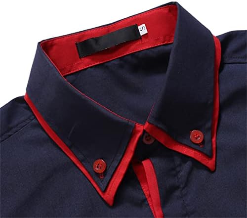 XXBR 2022 חולצות גברים חדשות, כפתור שרוול ארוך באביב למטה חולצות צבע בלוק טלאים