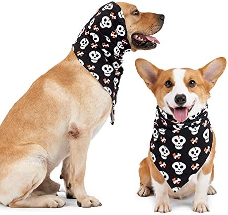 Hewwean Halloweenים בנדנות לכלבים עם כלב אבזם מתכוונן בנדנה רכה ונושמת צעיף כלב נושם סנוד כותנה